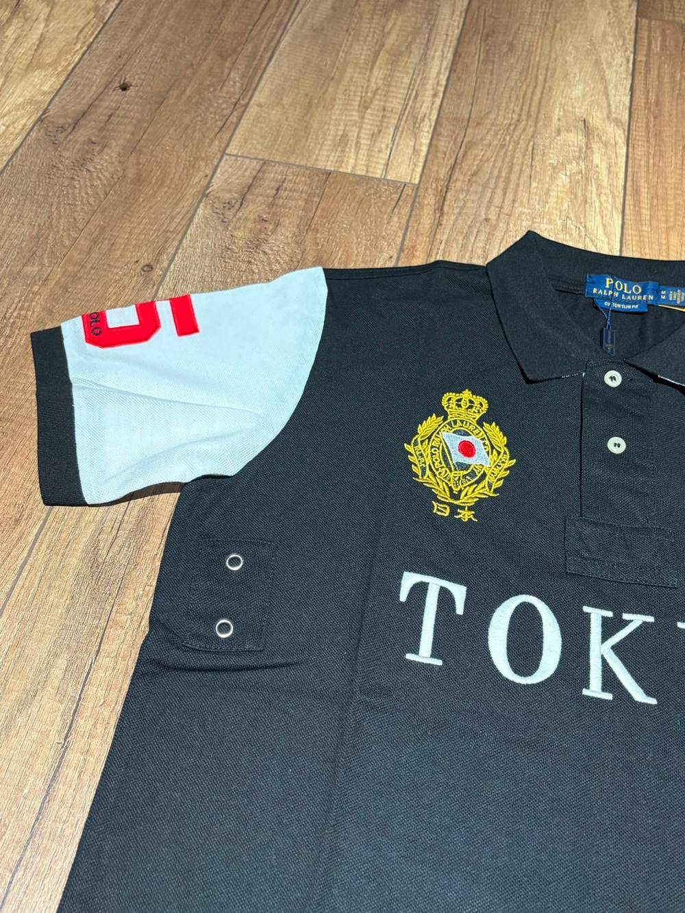 Polo Ralph Lauren Mens Black and White Slim Fit Tokyo Polo Shirt Brand New Small - Picture 4 of 13